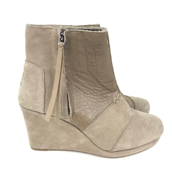 Toms Desert Wedge High Heels Suede Size 7.5 - Picture 2 of 7